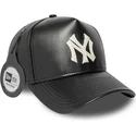 kepure-islenkta-juoda-reguliuojamas-9forty-e-frame-img-leather-new-york-yankees-mlb-new-era