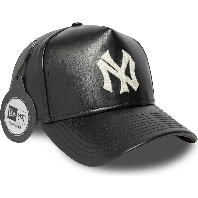 kepure-islenkta-juoda-reguliuojamas-9forty-e-frame-img-leather-new-york-yankees-mlb-new-era