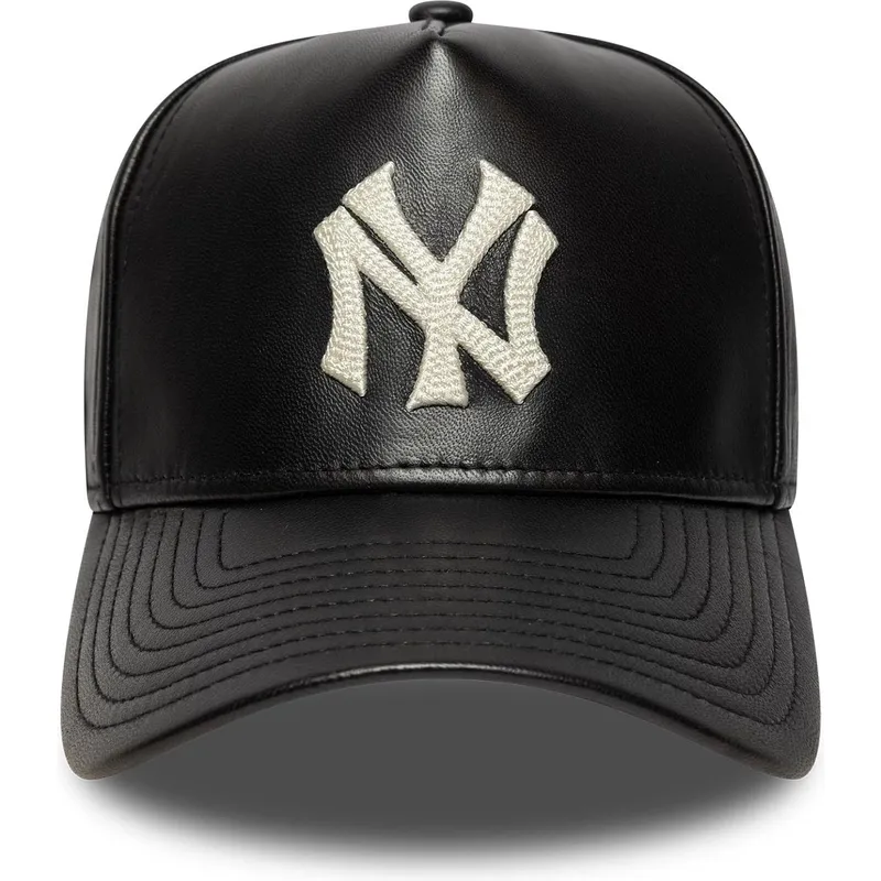 czarna-regulowana-czapka-z-daszkiem-9forty-e-frame-img-leather-new-york-yankees-mlb-new-era