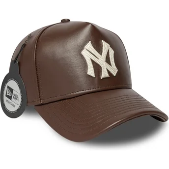 Regulowana brązowa czapka z zakrzywionym daszkiem 9FORTY E Frame Img Leather New York Yankees MLB od New Era