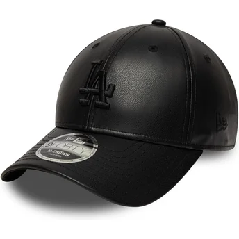 Czarna czapka z zakrzywionym daszkiem snapback z czarnym logo 9FORTY M-Crown PU Los Angeles Dodgers MLB od New Era