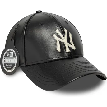 Gorra curva negra ajustable 9FORTY M-Crown Img Leather de New York Yankees MLB de New Era