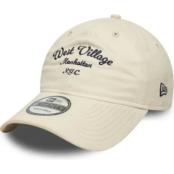 Beżowa, regulowana czapka z zakrzywionym daszkiem West Village 9TWENTY Wordmark marki New Era