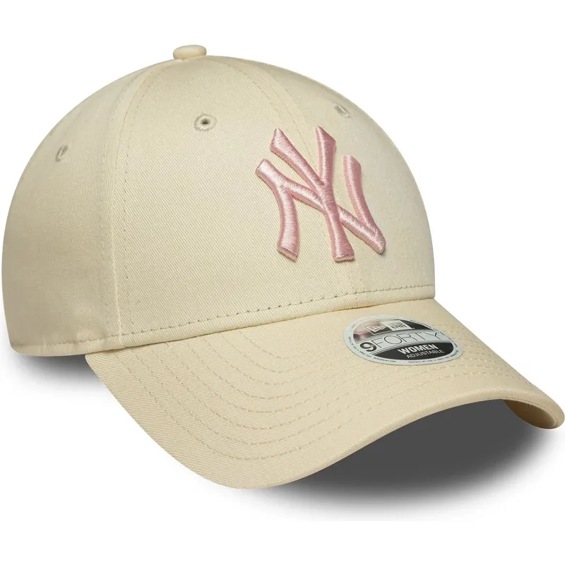 cap-islenkta-beige-adjustable-strap-rosa-9forty-league-essential-new-york-yankees-mlb-new-era
