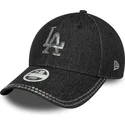 czarna-regulowana-damska-czapka-z-zakrzywionym-daszkiem-9forty-sequin-denim-los-angeles-dodgers-mlb-marki-new-era