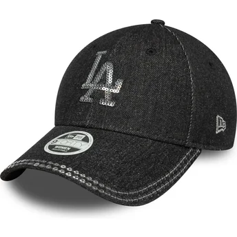 Czarna regulowana damska czapka z zakrzywionym daszkiem 9FORTY Sequin Denim Los Angeles Dodgers MLB marki New Era