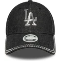 czarna-regulowana-damska-czapka-z-zakrzywionym-daszkiem-9forty-sequin-denim-los-angeles-dodgers-mlb-marki-new-era