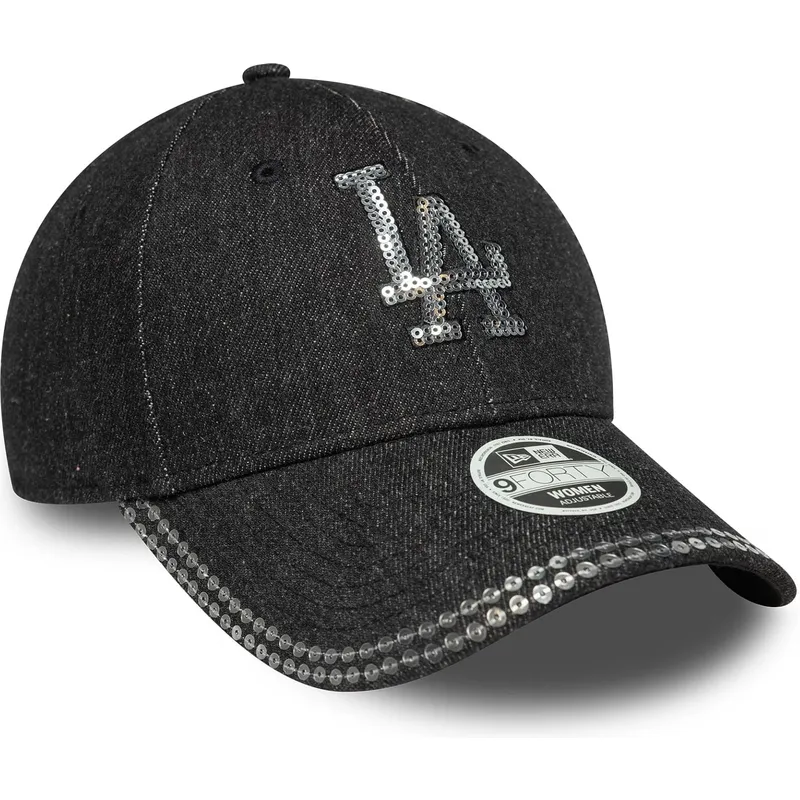cap-islenkta-black-adjustable-strap-9forty-sequin-denim-los-angeles-dodgers-mlb-new-era cap-islenkta-black-adjustable-strap-9forty-sequin-denim-los-angeles-dodgers-mlb-new-era