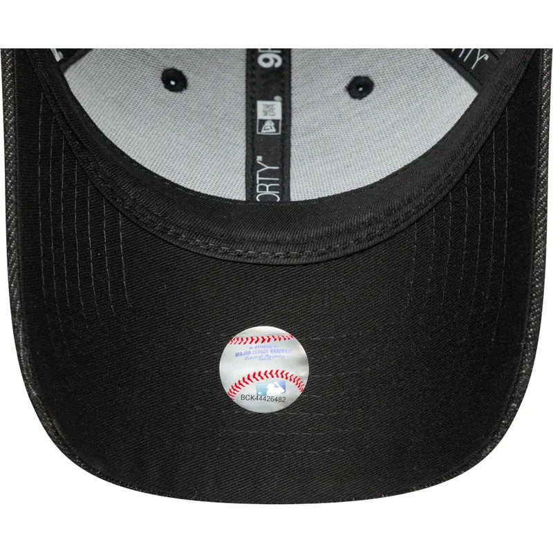 czarna-regulowana-czapka-z-zakrzywionym-daszkiem-dla-kobiet-9forty-sequin-denim-los-angeles-dodgers-mlb-new-era