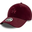 regulowana-bordowa-czapka-z-daszkiem-dla-kobiet-9forty-velour-los-angeles-dodgers-mlb-od-new-era