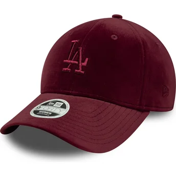Regulowana bordowa czapka z daszkiem dla kobiet 9FORTY Velour Los Angeles Dodgers MLB od New Era