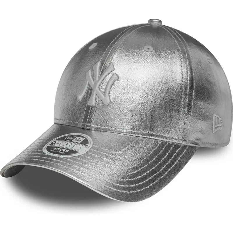 kepure-islenkta-sidabrinis-reguliuojamas-plateada-9forty-metallic-new-york-yankees-mlb-new-era