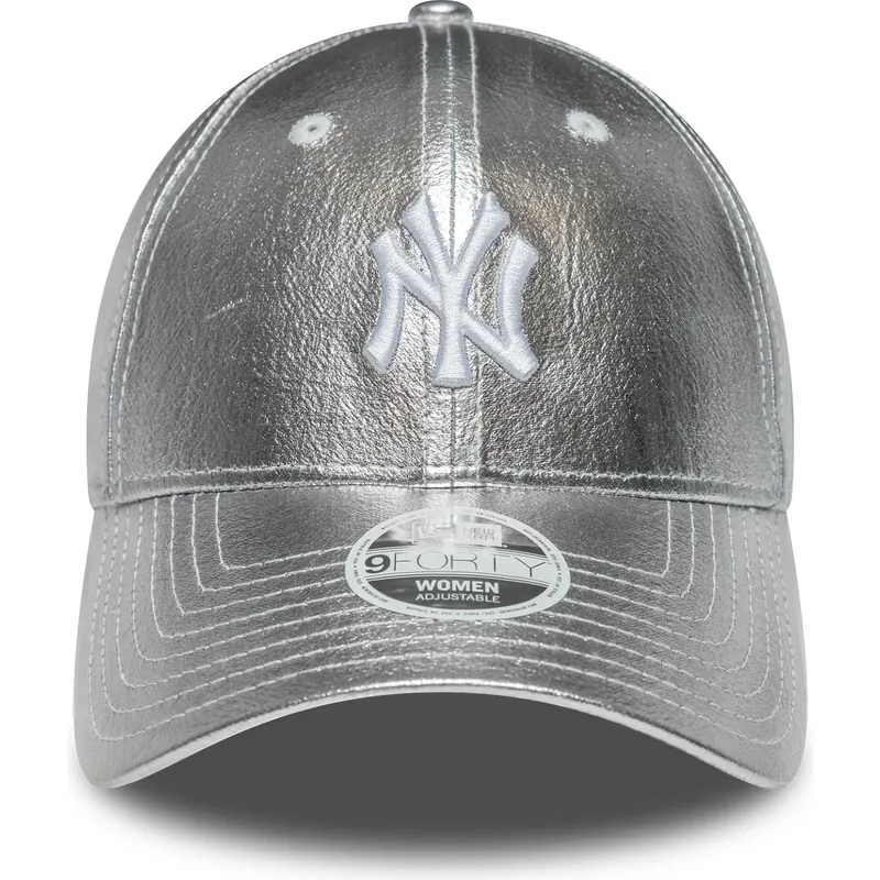 kepure-islenkta-sidabrinis-reguliuojamas-plateada-9forty-metallic-new-york-yankees-mlb-new-era