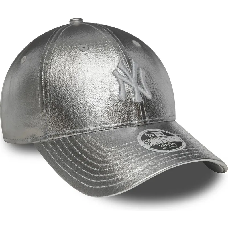 kepure-islenkta-sidabrinis-reguliuojamas-plateada-9forty-metallic-new-york-yankees-mlb-new-era