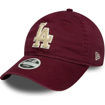 Czapka z zakrzywionym daszkiem w kolorze bordowym, regulowana, dla kobiet, z beżowym logo 9TWENTY Boucle Los Angeles Dodgers MLB
