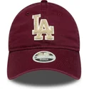 gorra-curva-granate-ajustable-para-mujer-con-logo-beige-9twenty-boucle-de-los-angeles-dodgers-mlb-de-new-era