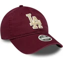 czapka-z-zakrzywionym-daszkiem-w-kolorze-bordowym-regulowana-dla-kobiet-z-bezowym-logo-9twenty-boucle-los-angeles-dodgers-mlb-od