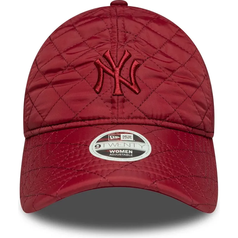 czerwona-regulowana-czapka-z-zakrzywionym-daszkiem-dla-kobiet-z-czerwonym-logo-9twenty-padded-new-york-yankees-mlb-new-era