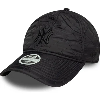 Czarna zakrzywiona regulowana czapka damska z czarnym logo 9TWENTY Padded New York Yankees MLB od New Era