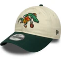bezowo-zielona-zakrzywiona-czapka-regulowana-dla-dzieci-9twenty-mascot-od-new-era