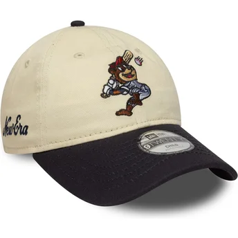 Beżowo-granatowa zakrzywiona czapka dziecięca 9TWENTY Mascot New Era z regulacją.