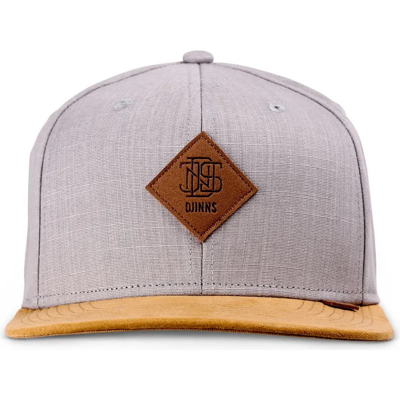 czapka-z-plaskim-daszkiem-szaro-brazowa-snapback-linen-2015-od-djinns