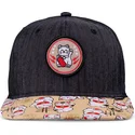 gorra-plana-negra-y-multicolor-snapback-para-nino-lucky-cat-linen-rev-de-djinns