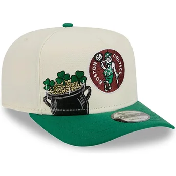 Καπέλο καμπύλο μπεζ και πράσινο snapback 9FIFTY A Frame Precurved Hardwood Classics των Boston Celtics NBA της New Era