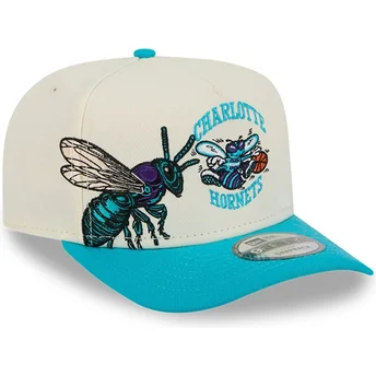 Gorra curva beige y azul snapback 9FIFTY A Frame Precurved Hardwood Classics de Charlotte Hornets NBA de New Era