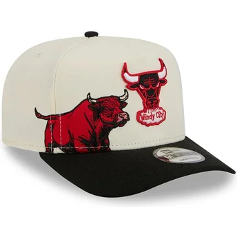 Gorra curva beige y negra snapback 9FIFTY A Frame Precurved Hardwood Classics de Chicago Bulls NBA de New Era