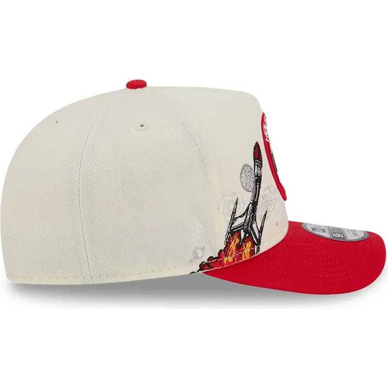 cap-islenkta-red-snapback-9fifty-a-frame-precurved-hardwood-classics-houston-rockets-nba-new-era