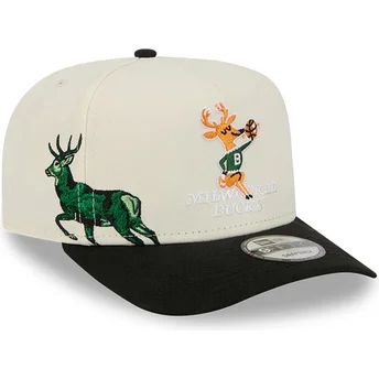 Kepurė išlenkta juoda snapback 9FIFTY A Frame Precurved Hardwood Classics Milwaukee Bucks NBA New Era