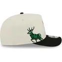 bezowo-czarna-zakrzywiona-czapka-snapback-9fifty-a-frame-precurved-hardwood-classics-milwaukee-bucks-nba-new-era