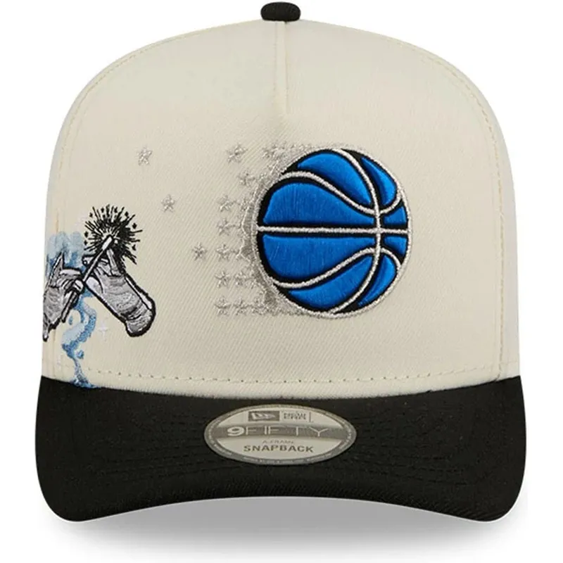 bezowo-czarna-zakrzywiona-czapka-snapback-9fifty-a-frame-precurved-hardwood-classics-orlando-magic-nba-new-era