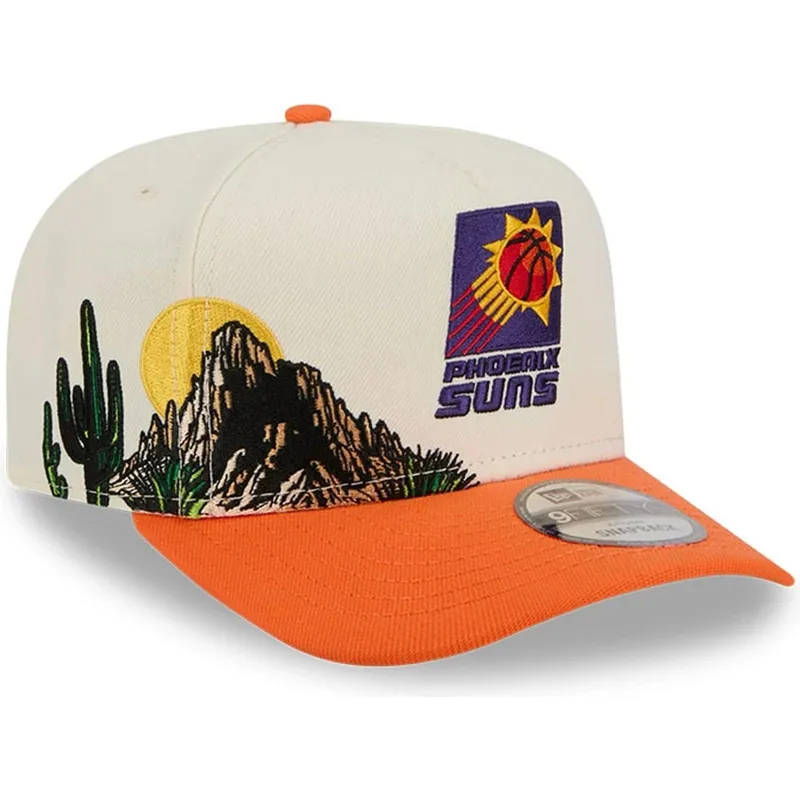 bezowo-pomaranczowa-zakrzywiona-czapka-snapback-9fifty-a-frame-precurved-hardwood-classics-phoenix-suns-nba-new-era