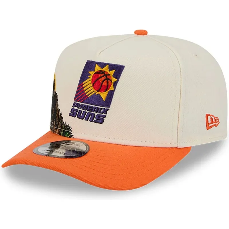 bezowo-pomaranczowa-zakrzywiona-czapka-snapback-9fifty-a-frame-precurved-hardwood-classics-phoenix-suns-nba-new-era