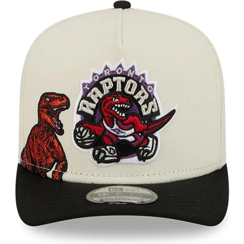 bezowo-czarna-zakrzywiona-czapka-snapback-9fifty-a-frame-precurved-hardwood-classics-toronto-raptors-nba-new-era