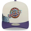 bezowo-fioletowa-zakrzywiona-czapka-snapback-9fifty-a-frame-precurved-hardwood-classics-utah-jazz-nba-new-era