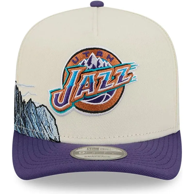 bezowo-fioletowa-zakrzywiona-czapka-snapback-9fifty-a-frame-precurved-hardwood-classics-utah-jazz-nba-new-era