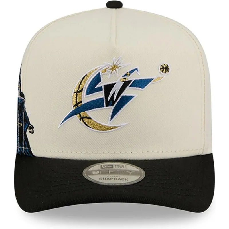 bezowo-czarna-zakrzywiona-czapka-snapback-9fifty-a-frame-precurved-hardwood-classics-washington-wizards-nba-new-era