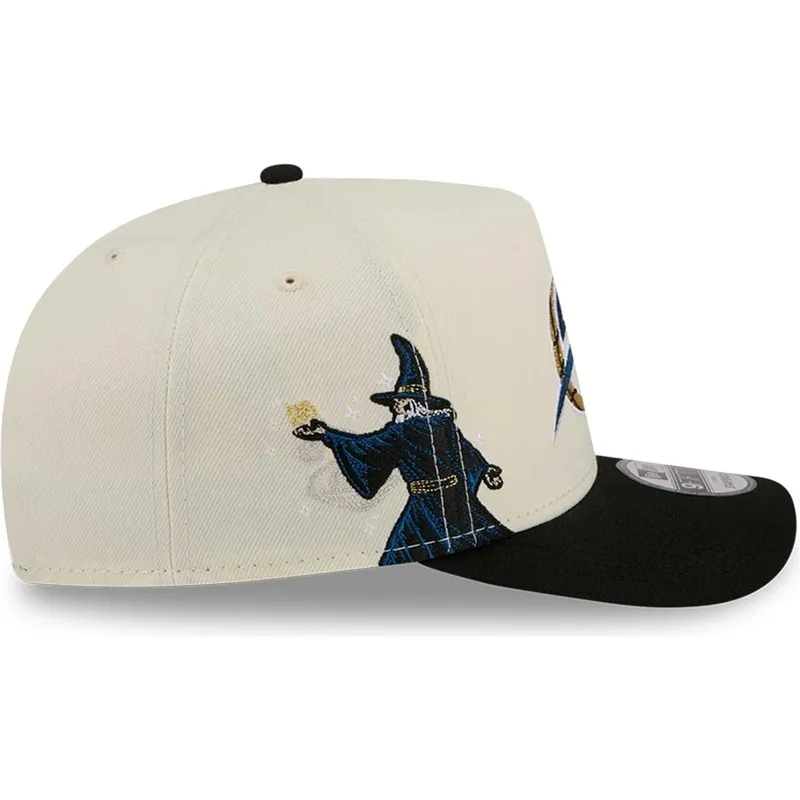 bezowo-czarna-zakrzywiona-czapka-snapback-9fifty-a-frame-precurved-hardwood-classics-washington-wizards-nba-new-era