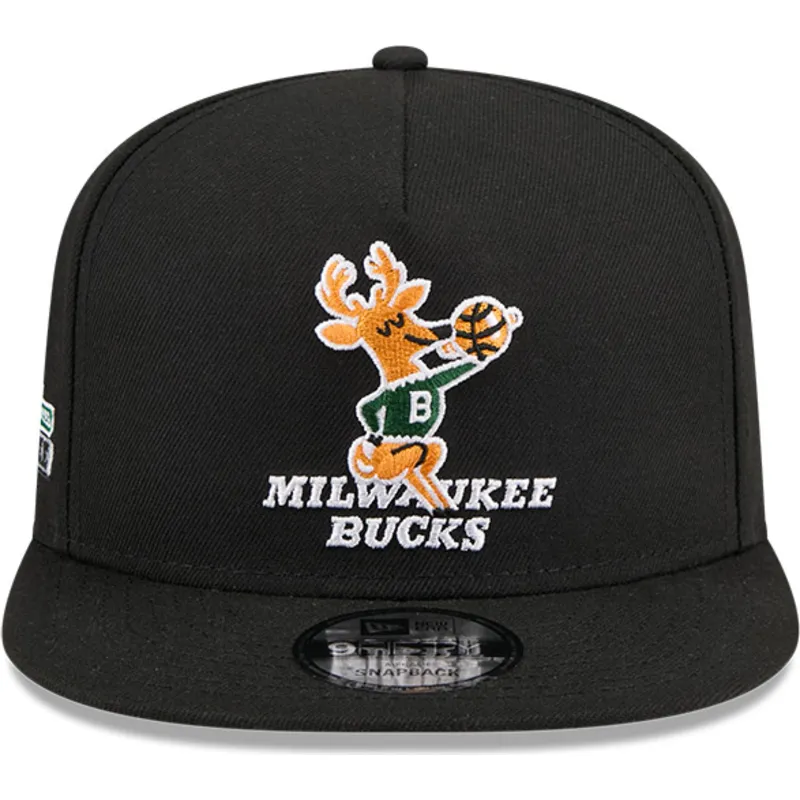 kepure-plokscia-juoda-snapback-9fifty-a-frame-hardwood-classics-milwaukee-bucks-nba-new-era