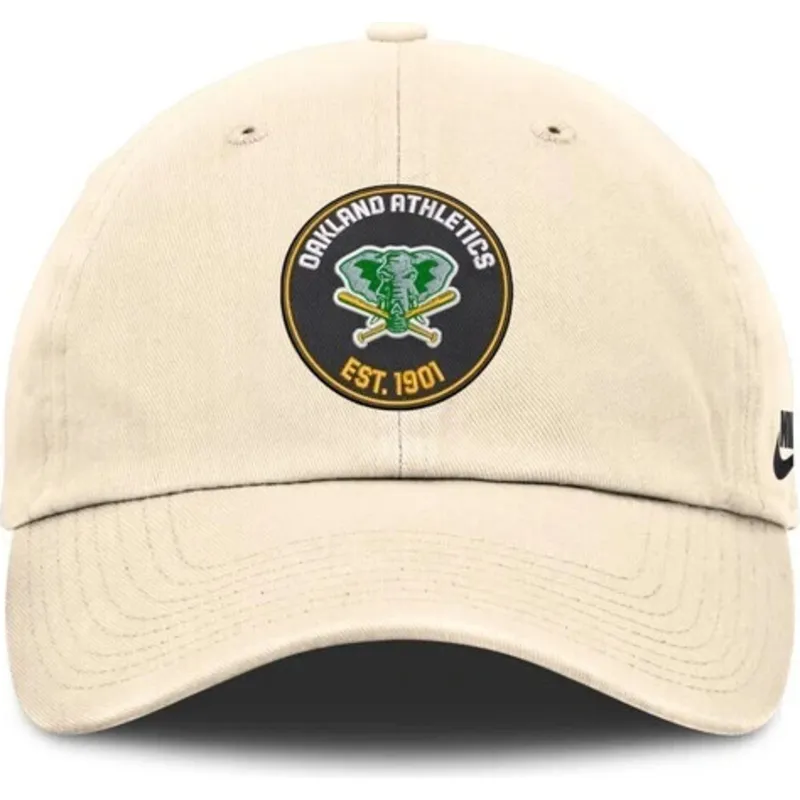 cap-islenkta-beige-adjustable-strap-club-unstructured-organic-cotton-oakland-athletics-mlb-nike