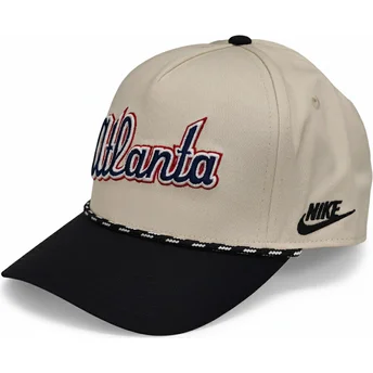 Beżowo-czarna czapka z zakrzywionym daszkiem snapback Rise Structured Atlanta Braves MLB Nike