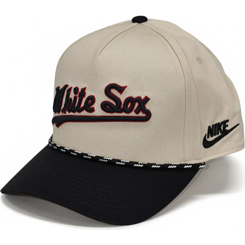 bezowo-czarna-czapka-z-daszkiem-snapback-rise-structured-chicago-white-sox-mlb-nike