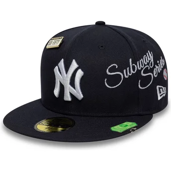 Kepurė plokščia tamsiai mėlyna priglundantis 59FIFTY Subway Series New York Yankees MLB New Era