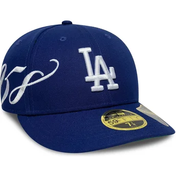 Gorra curva azul ajustada 59FIFTY Low Profile Precurved Est Script de Los Angeles Dodgers MLB de New Era