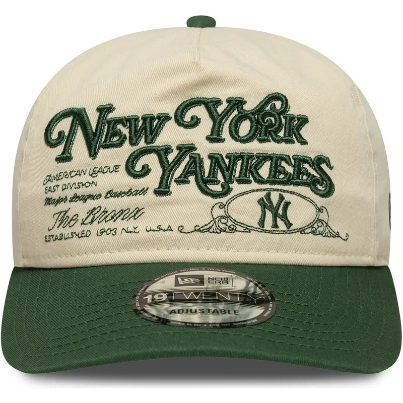 gorra-curva-beige-y-verde-ajustable-19twenty-washed-graphic-de-new-york-yankees-mlb-de-new-era