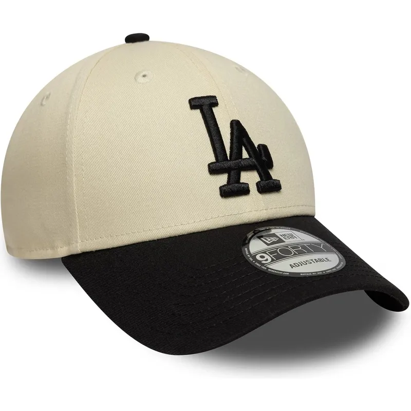 bezowo-czarna-regulowana-czapka-z-zakrzywionym-daszkiem-9forty-colour-block-los-angeles-dodgers-mlb-new-era