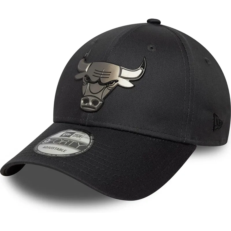 new-era-curved-brim-9forty-metallic-chicago-bulls-nba-grey-snapback-cap